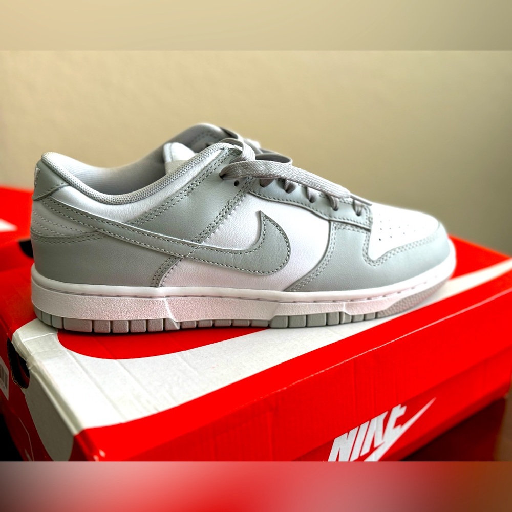 Nike Low Dunks. Brand new, never worn. Light grey fits 6.5 men’s or 9.5 women’s.